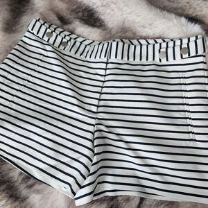 Zara Black and White Striped High Waist Shorts